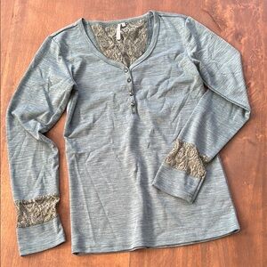 Adiktd Teal Buttoned Long Sleeve Blouse